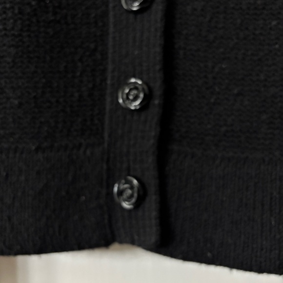 Anthropologie Moth Black Knit Wide Collar Form Fitting Sweater Jacket Cardigan - Picture 12 of 14